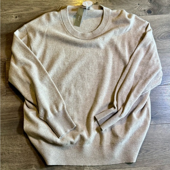 J. Crew Cashmere relaxed crewneck sweater Heather Stone - Picture 2 of 6